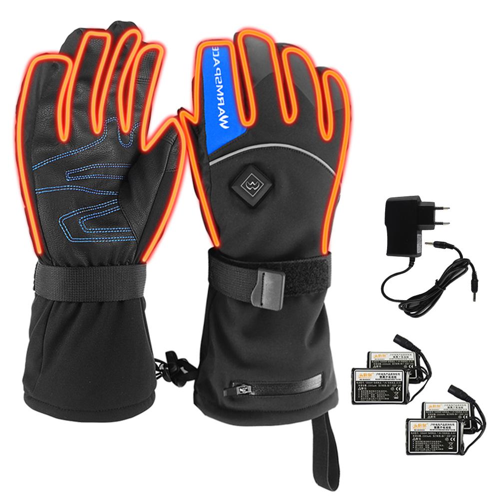 Unisex Heated Gloves Motorcycle Gloves Battery Powered Electric Heat Gloves Waterproof Winter Thermal Riding Skiing Gloves: EU XL