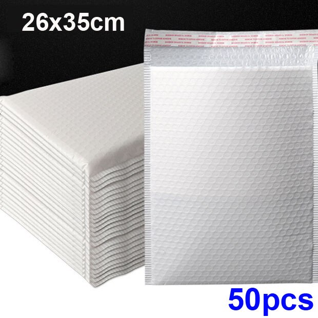 White Foam Envelope Bags Self Seal Mailers Padded Envelopes With Bubble Mailing Bag Packages Bag: 50pcs 26x35cm