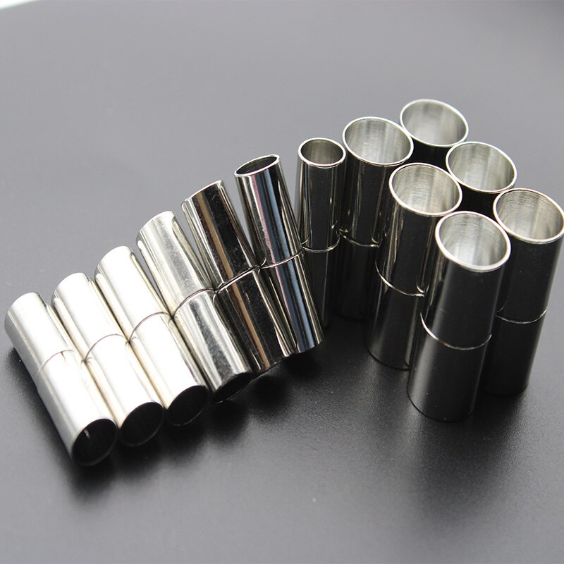 10 Stuks Sterke Magnetische Sluitingen Past 3 4 5 6 7 8 Mm Ronde Lederen Koord Armbanden Kettingen Connectors End caps Sieraden Maken