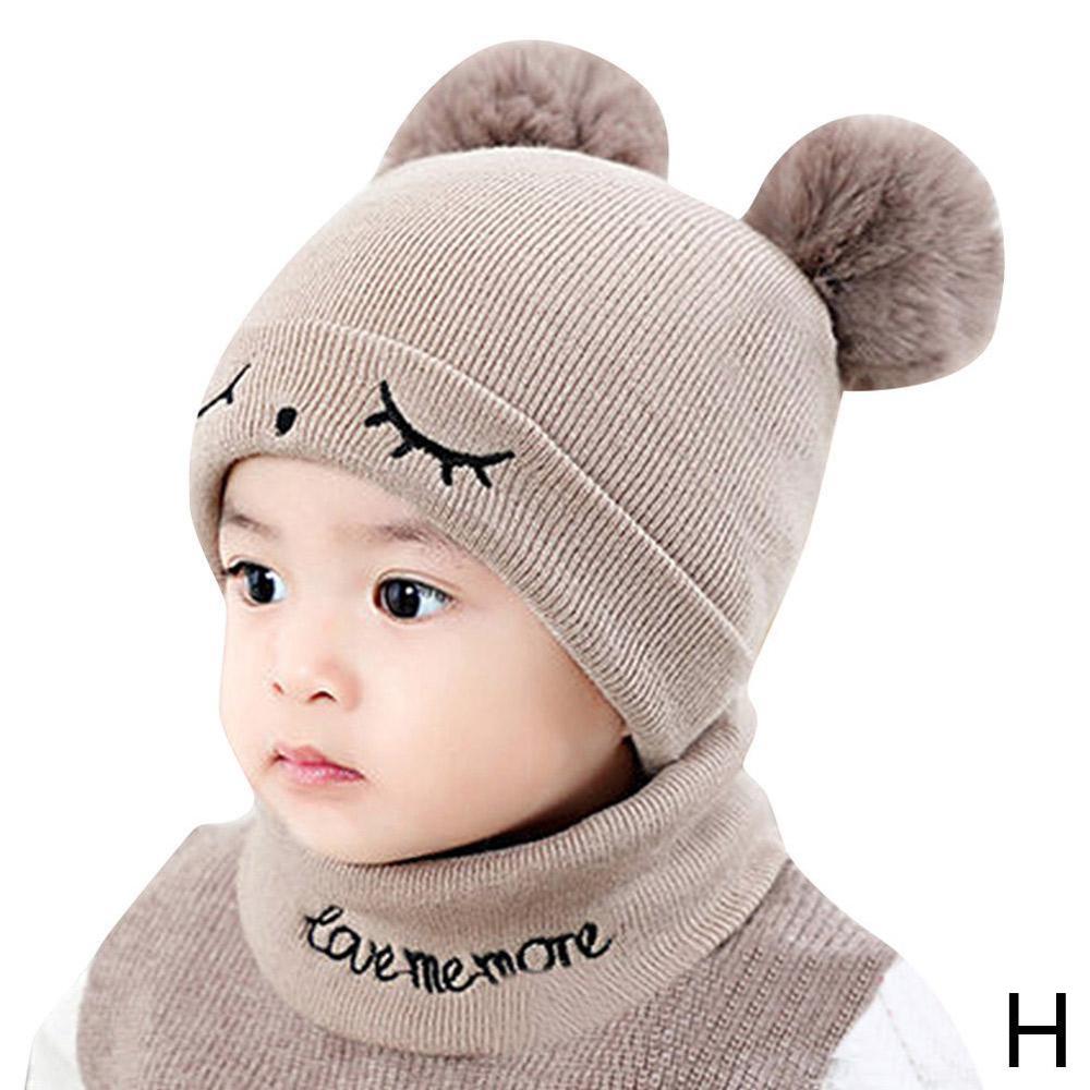 Helt nyfödd baby unge flicka pojke vinter varm stickad lurvig mössa varm solid söt pompom mössa söt boll  v7 d 7: H