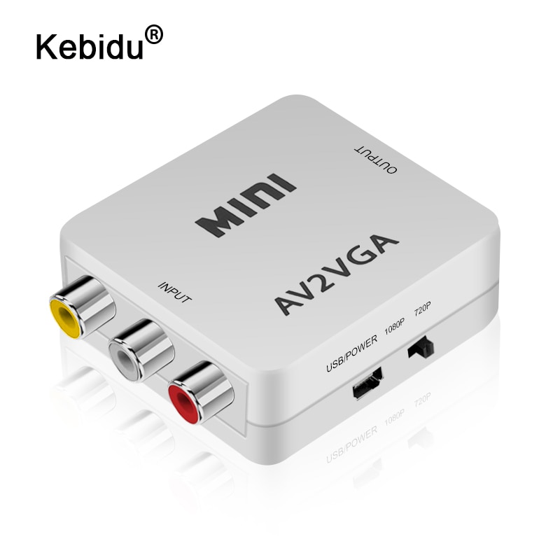Mini Video Convertor 1080P RCA AV to VGA Video Converter Conversor with 3.5mm Audio AV2VGA / CVBS Audio to PC HD Computer to TV