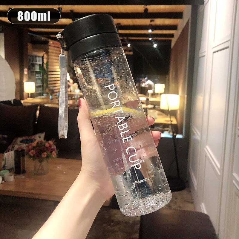 600/800Ml Sport bidon na siłownię plastikowy Shaker puchar sportowy Tritan wspinaczka turystyka bezpośrednia butelka do picia z tworzywa sztucznego Bpa za darmo: black 800 ml