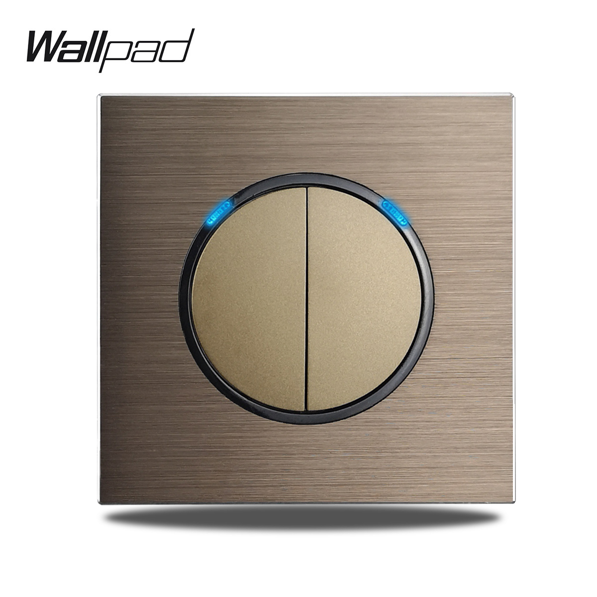 Bruine Wandschakelaar Met Ronde Led-Lichtknop 1 2 3 4 Bende Lichtschakelaar Geborsteld Aluminium Metalen Paneel, L6 Serie: 4XL / Bruin