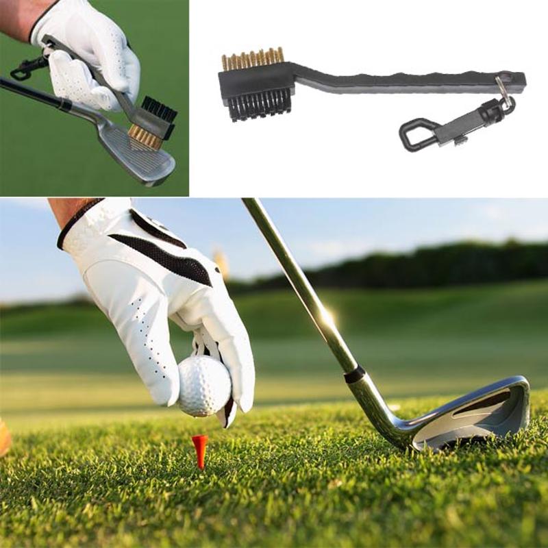 Mini Double Side Golf Messing + Nylon Golf Club Head Groove Cleaner Brush Cleaning Tool Kit Met Hanger Golf Accessoires & Props Z80