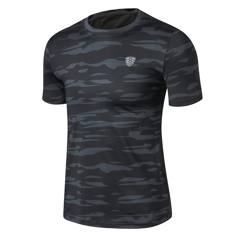 Män sport löpar t-shirt kamouflage sportkläder kortärmad fitness gym tröja snabbtorkande basket träning t-shirt