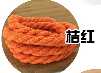 8mm drei-strang farbe baumwolle seil twist bündel seil kordelzug seil tasche dekorative seil diy zubehör: orange