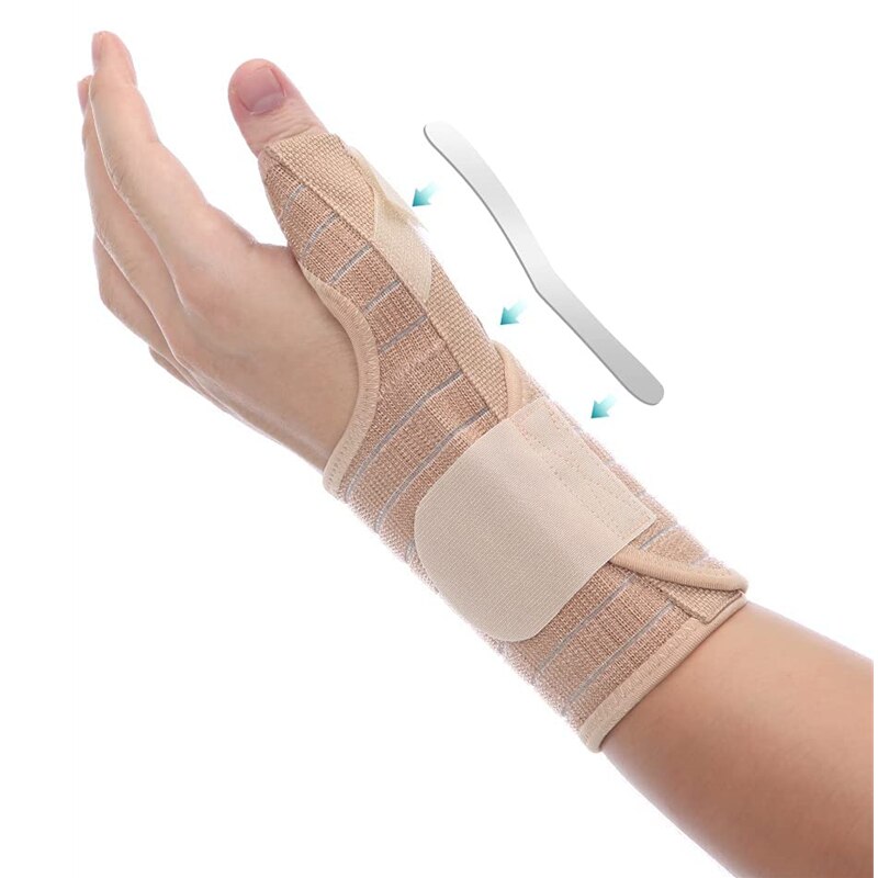 Ademend Pols Duim Brace Voor Mannen Vrouwen Verstelbare Metalen Spalk Duim Brace Voor Tendinitis Verstuikingen Carpaal Tunnel Pijn: Beige-Left