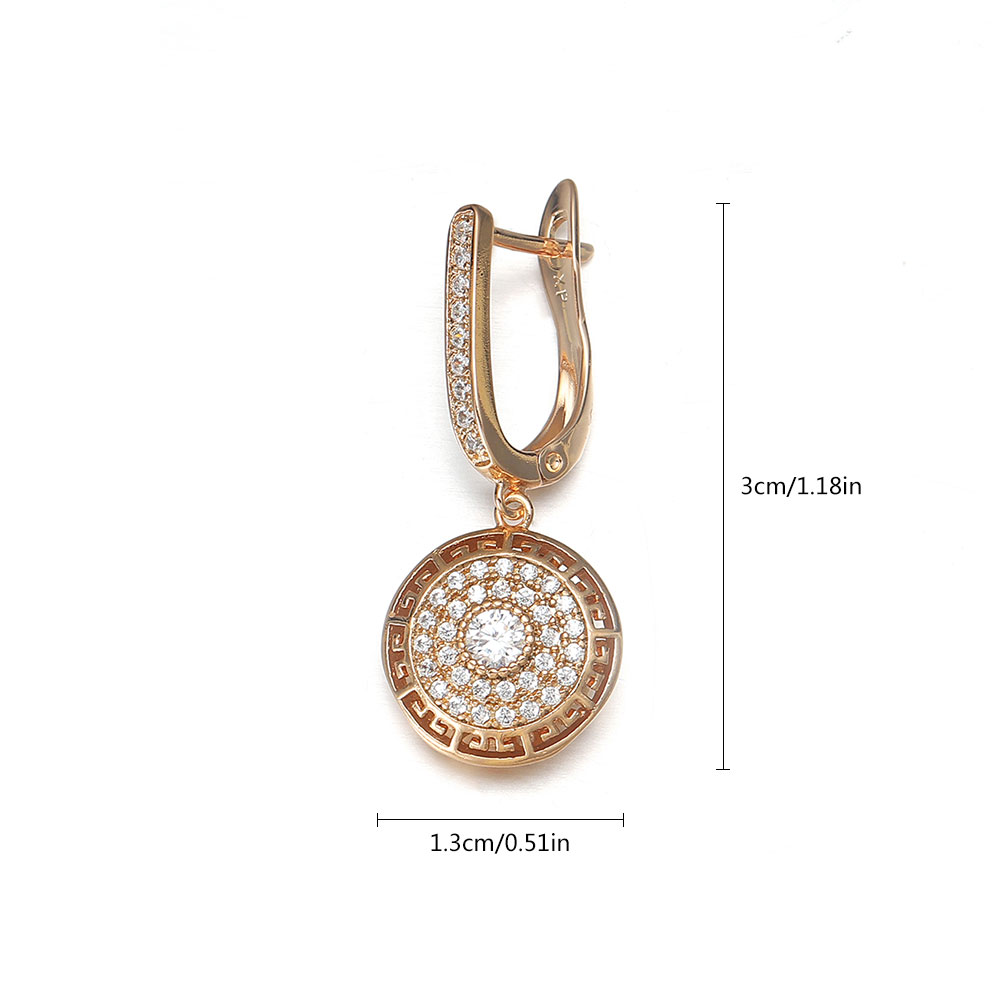 Pendientes colgantes de cristal de circón de para mujer, aretes estéticos de redondos huecos de Color dorado, de joyería