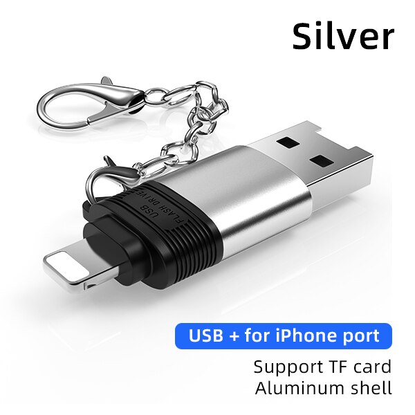 !Accezz tf/マイクロ sd カードリーダー apple の iphone 11 プロ x xs 最大 8 7 6 6s se プラス IOS13 メモリカードリーダー 8 ピン usb アダプタ: Silver