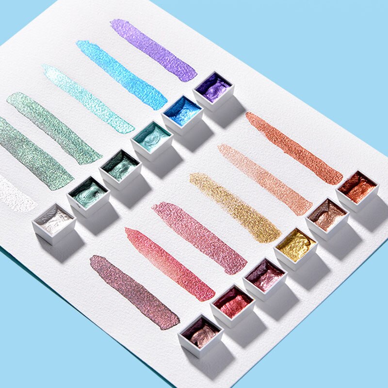 36/48 pearlescent color watercolor paint solid watercolor iron box metal painting set