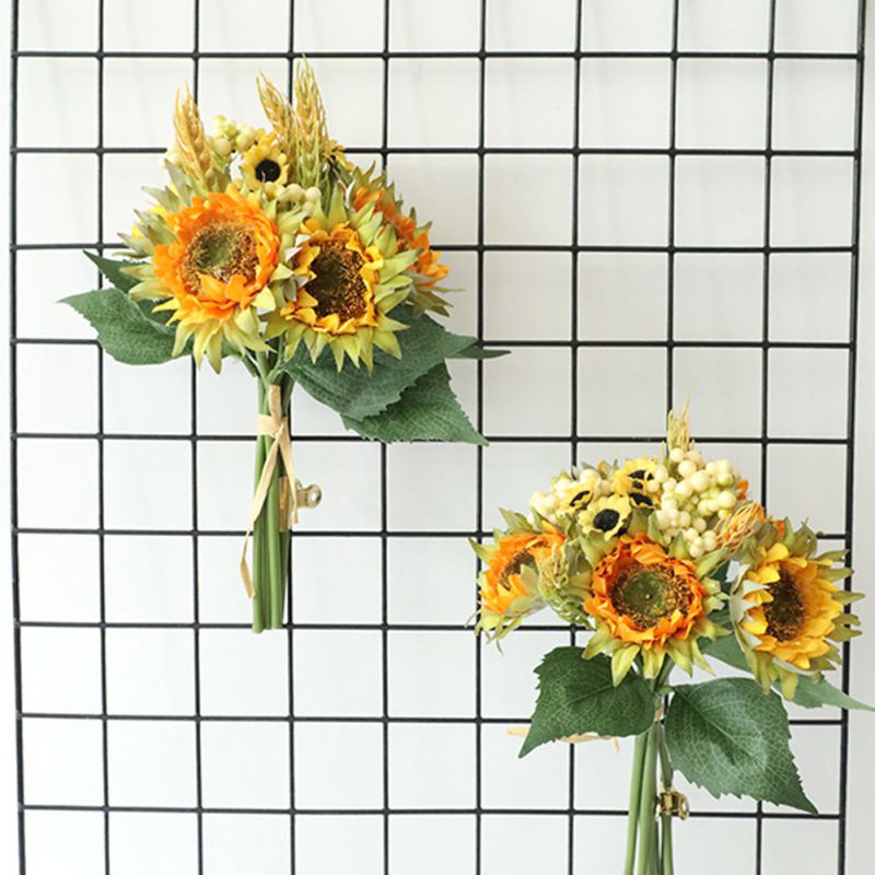 Artificial Sunflower Simulation Flower Bouquet Wedding Holding Flowers Home Garden Party Decorations