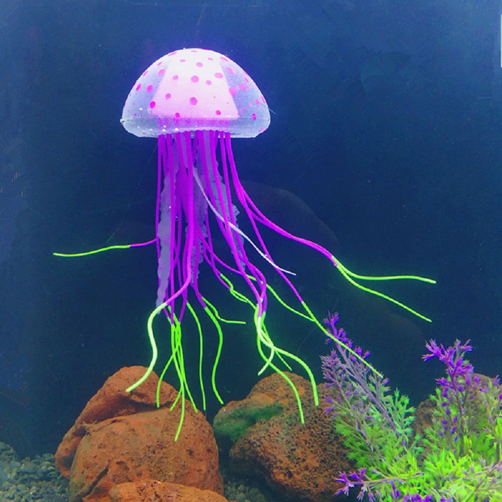 1pcs Glowing Moon Jellyfish Aquarium Decor Artificial Jellyfish Fish Tank Ornament Harmless to all fish For both fresh and salt: purple