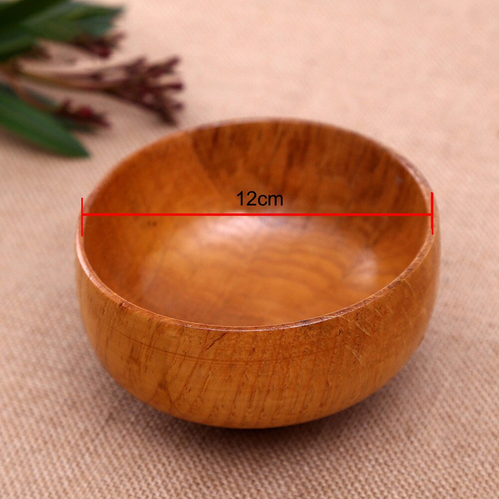 Madera Natural redonda tazón de sopa, ensalada, fideo arroz frutas a prueba de golpes a prueba Anti artesanía Rack cocina Manual madera tazón Anti-caída