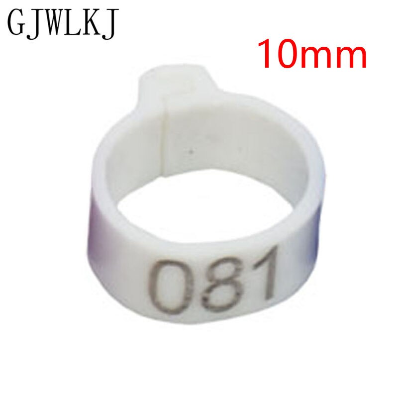 100 stks 8mmto10mm Digitale Markup Vogel Clip Ring Vogel Identificatie Tool 10 Kleur No.1-100 Duif Voet Ringen Huisdier levert: 10mmwhite