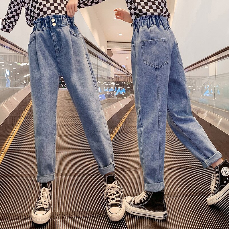 Jeans amples et décontractés pour enfants et adolescentes de 10, 12, 13, 14 ans, pantalons d'école, printemps, automne, 2022