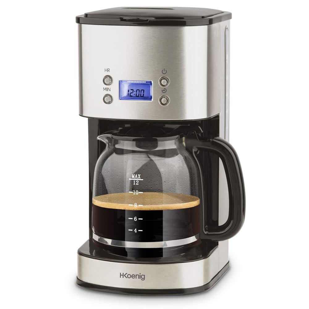 H.Koenig H. Koenig MG30 Cafetera de Goteo Programable, hasta 20 Tazas, 1,8 Litro, Jarra de Vidrio, Gris, 1.8 Liters, Acero inoxi
