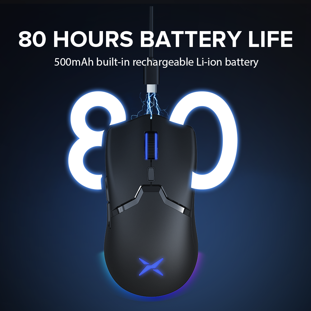 Delux M800 PAW3395 bezprzewodowa mysz do gier światło RGB 26000 DPI przewodowa programowalna ergonomiczna mysz z akumulatorem do komputera Laptop Gamer