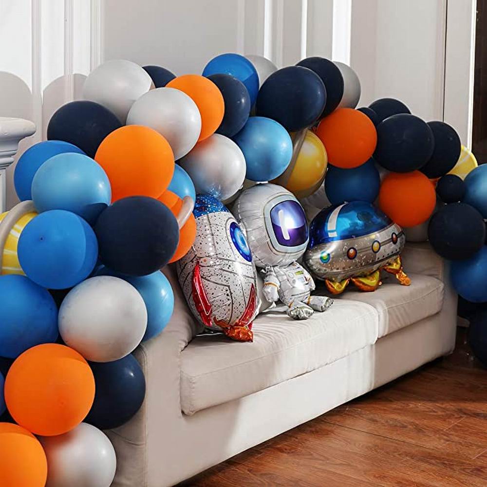 Outer Space Balloon Garland Kit 85Pcs Universe Space Planets Party UFO Rocket Astronaut Balloons Kids Birthday Party Decorations