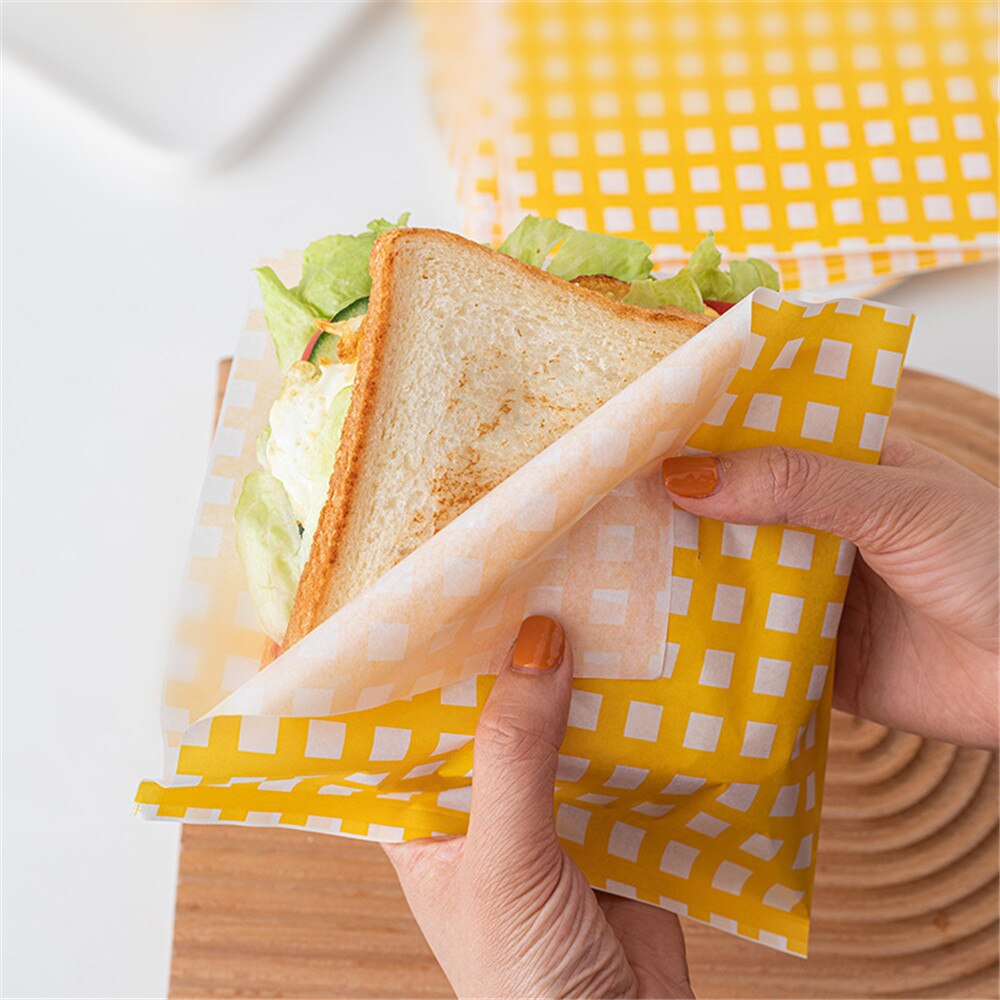 50pcs Food Grade Grease Paper Food Wrappers Wrapping Paper For Bread Sandwich Burger Fries Oilpaper Baking Tool Kitchen Supplies