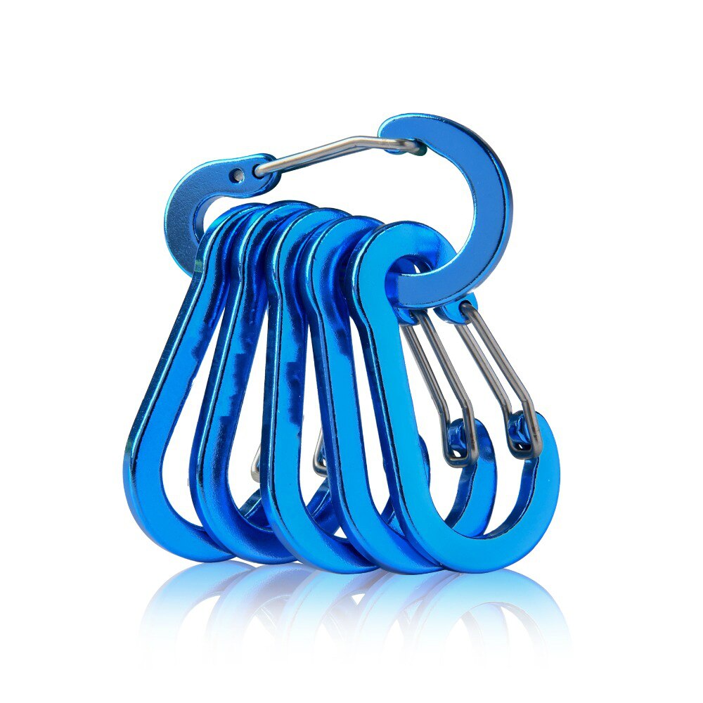 6 Stuks Aluminium Karabijnhaak Sleutelhanger Outdoor Camping Klimmen Snap Clip Lock Haak Vissen Tool Gyh: Blue