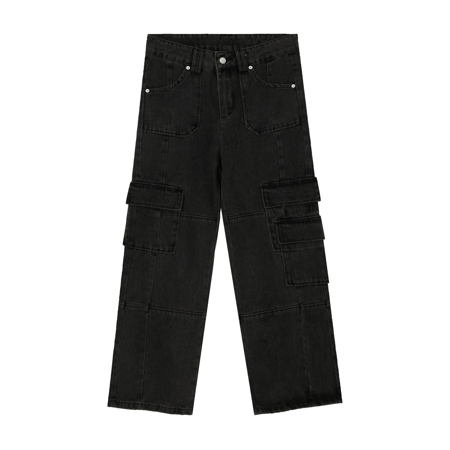 Sort tøj mænd 2022 efterår vintage jeans vaskede løst brede ben bukser straight cargo bukser baggy jeans denim jeans streetwear: Xl