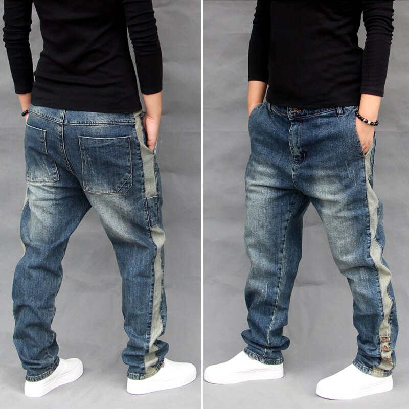 Trendy plus size 42 herre baggy skateboard denim bukser mandlige streetwear dans harem jean bukser store skridt joggers fsh 18