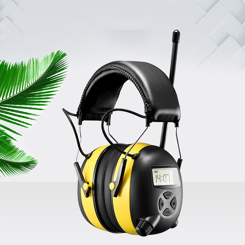 NRR 30dB MP3 AM FM Radio Hearing Protection Ear Muffs Electronic Ear Protector Noise Reduction Safety Earmuffs for Working