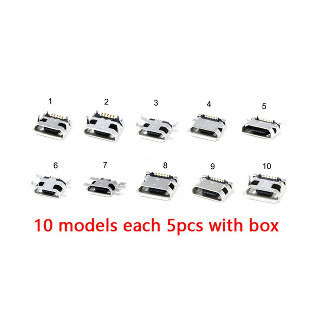 USB Patch Connector Micro USB Connector Socket Jack USB Connectors Set for MP3/4/5 For Android Mobile Phone: 5for each of10size