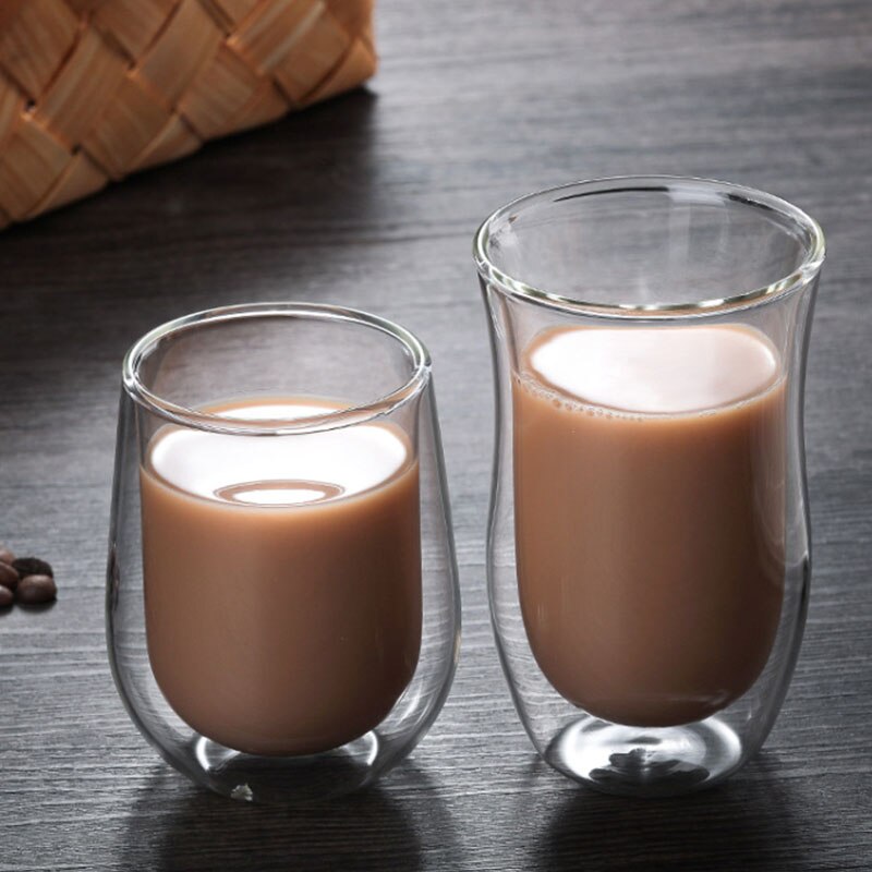 Kaffe te dryck kopp glas klar värmebeständig dubbelvägg mjölk juice mugg koppar cocktail whisky vin öl glas kristall