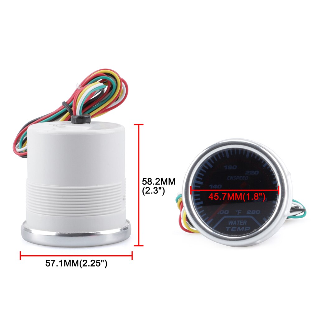 Auto Water Temp Gauge 2" 52mm Smoke Lens 100-280 ℉ Pointer Water Temperature Gauge Fahrenheit Car Meter YC101228-F