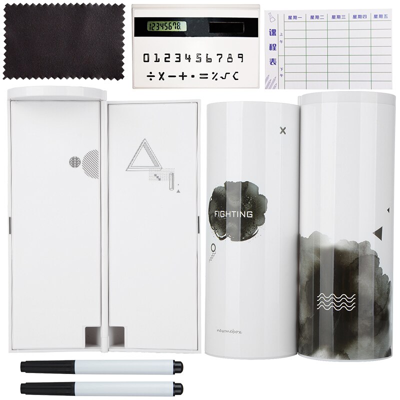 NBX NewmeBox Multifunctional Pencil Box Large Capacity Pencil Cases pen box with Mirror Calculator for office School Stationery: Ink painting