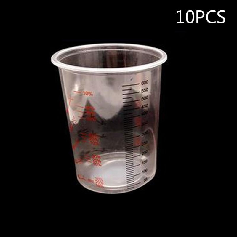 10 Stuks Plastic Verf Mengen Cups 600Ml Mengen Pot Verf Mengen Gekalibreerd Cup Set 831D