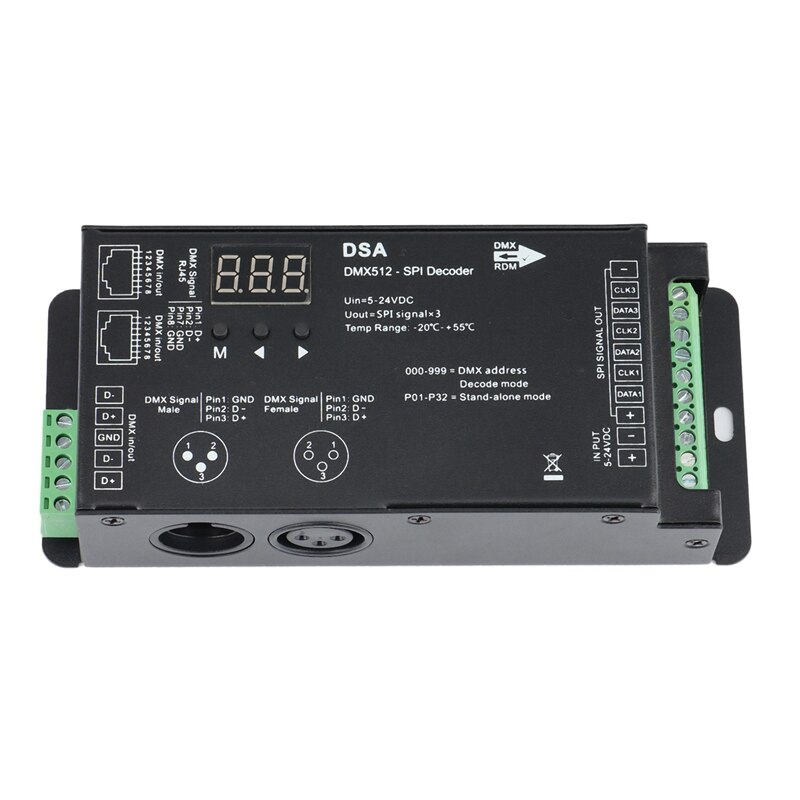 DSA DMX To SPI Decoder DMX512-SPI Decoder And RF SPI Controller, 3 Digital Display RF RGB Remote Control