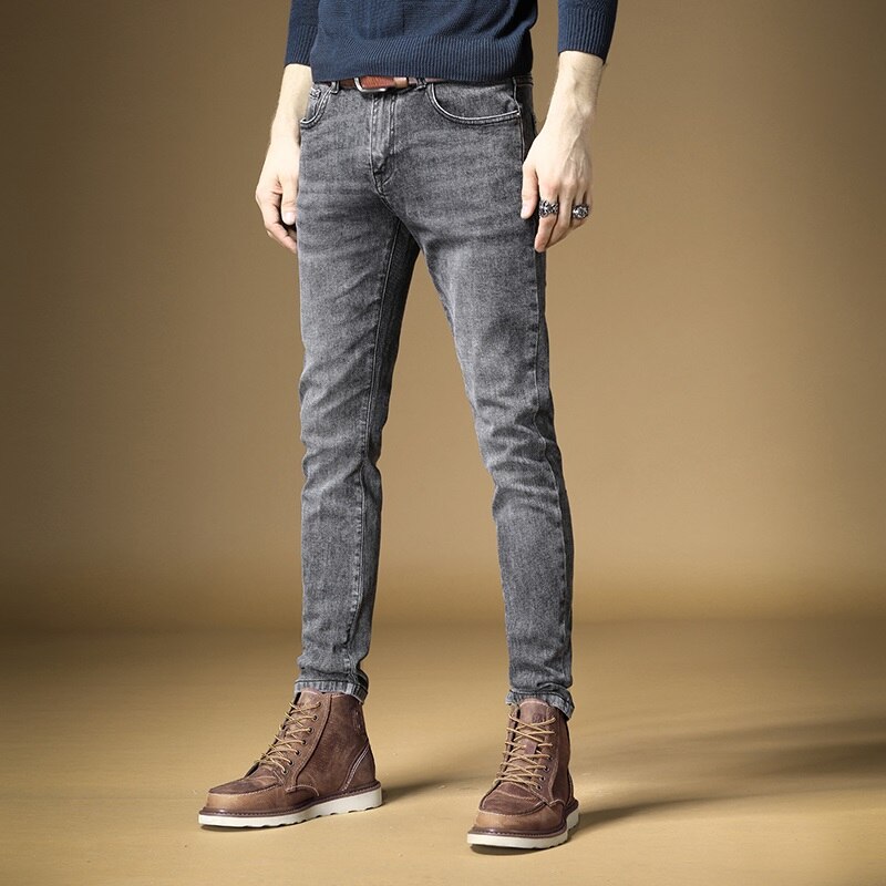 Pantalones vaqueros elásticos para hombre, ropa de calle con ajuste, para otoño e invierno, color gris oscuro: 38