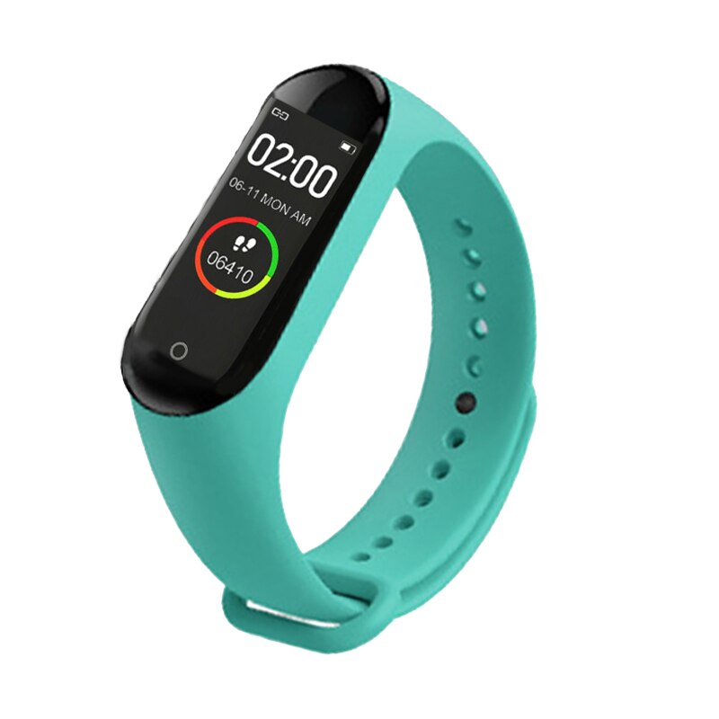 Smart M4 Band Herz Rate Blutdruck Monitor Sport Uhr für Männer Frauen Monitor Gesundheit Armband Wasserdichte Fitness Tracke: CyanBlue