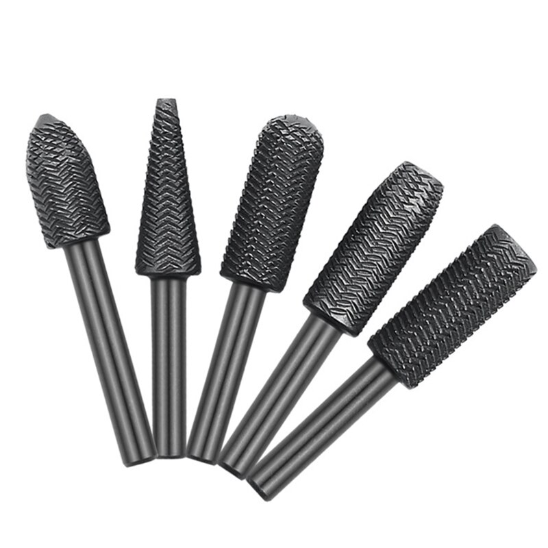 5 Pcs Woodworking Twist Drill Bits Wood Carving File Rasp Drill Bits Electrical Tools Woodworking Rasp Rotating Embossed 85WC