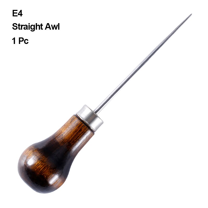 1 Pc Wooden Handle Awl Leather Stitching Awls for Home Sewing Leather Making and Punch Hole Shoes Repair Tool: Straight Awl E4