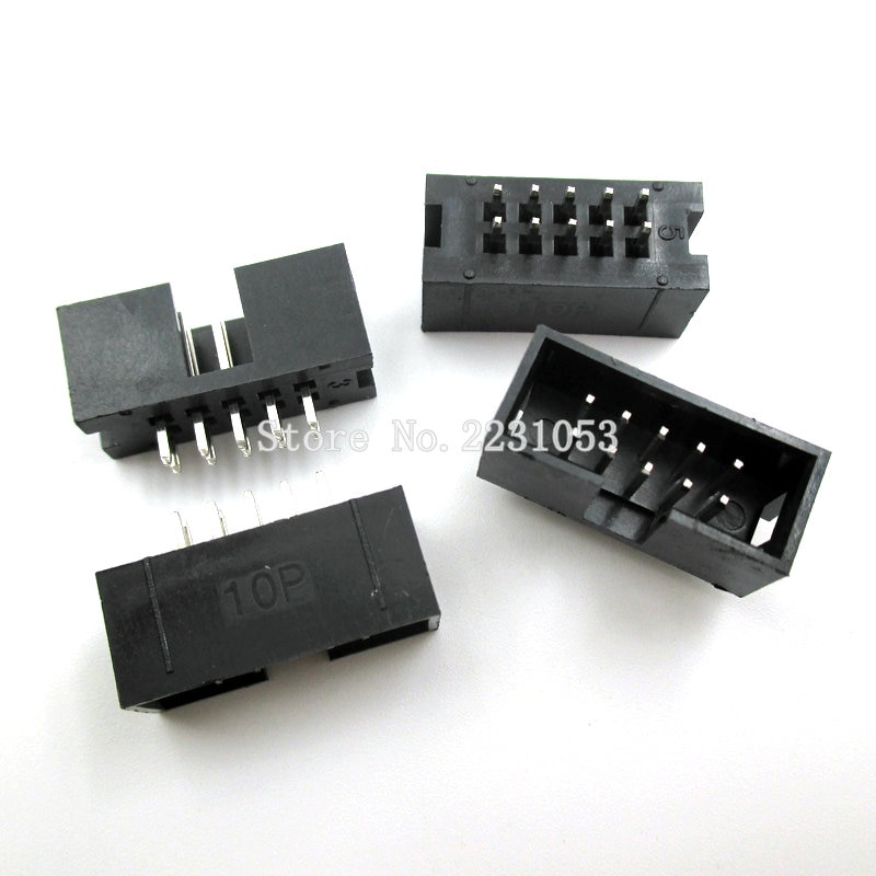 20 unids/lote DC3-10P JTAG ISP hembra recto IDC caja de conectores conector de 10 pines 2x5 2,54mm caja de encabezados 10P conector hembra
