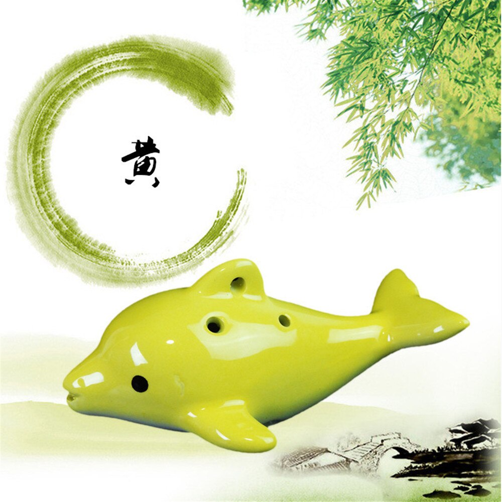 Ocarina 6 Hole Musical Instrument Dolphin Ocarina Ornaments Children Musical Instrument: Yellow