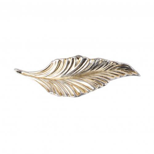 1 Stuk Nordic Stijl Massief Messing Bladgoud Vormige 32Mm Kast Knop Portiergrepen Meubels Handles Knop: Anti Silver / Right