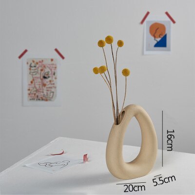 Hvid porcelæn blomstervase stue dekoration figurer håndværk håndværk tørre blomster planter holder uregelmæssig vase: Jeg