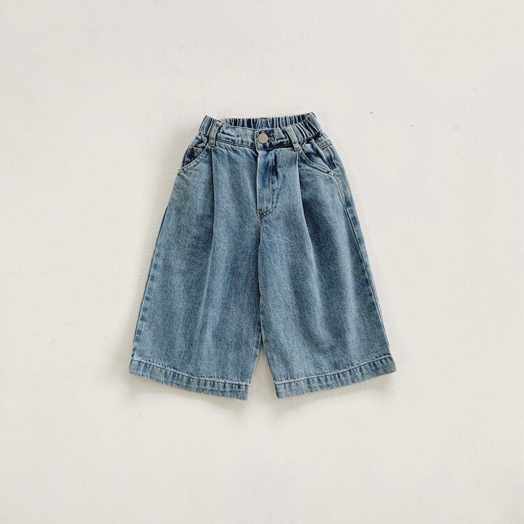 Zomer Koreaanse Stijl Peuters Kids Wijde Broek Losse Zachte Kinderen Rechte Denim Broek Baby Meisjes Casual jeans: 6T