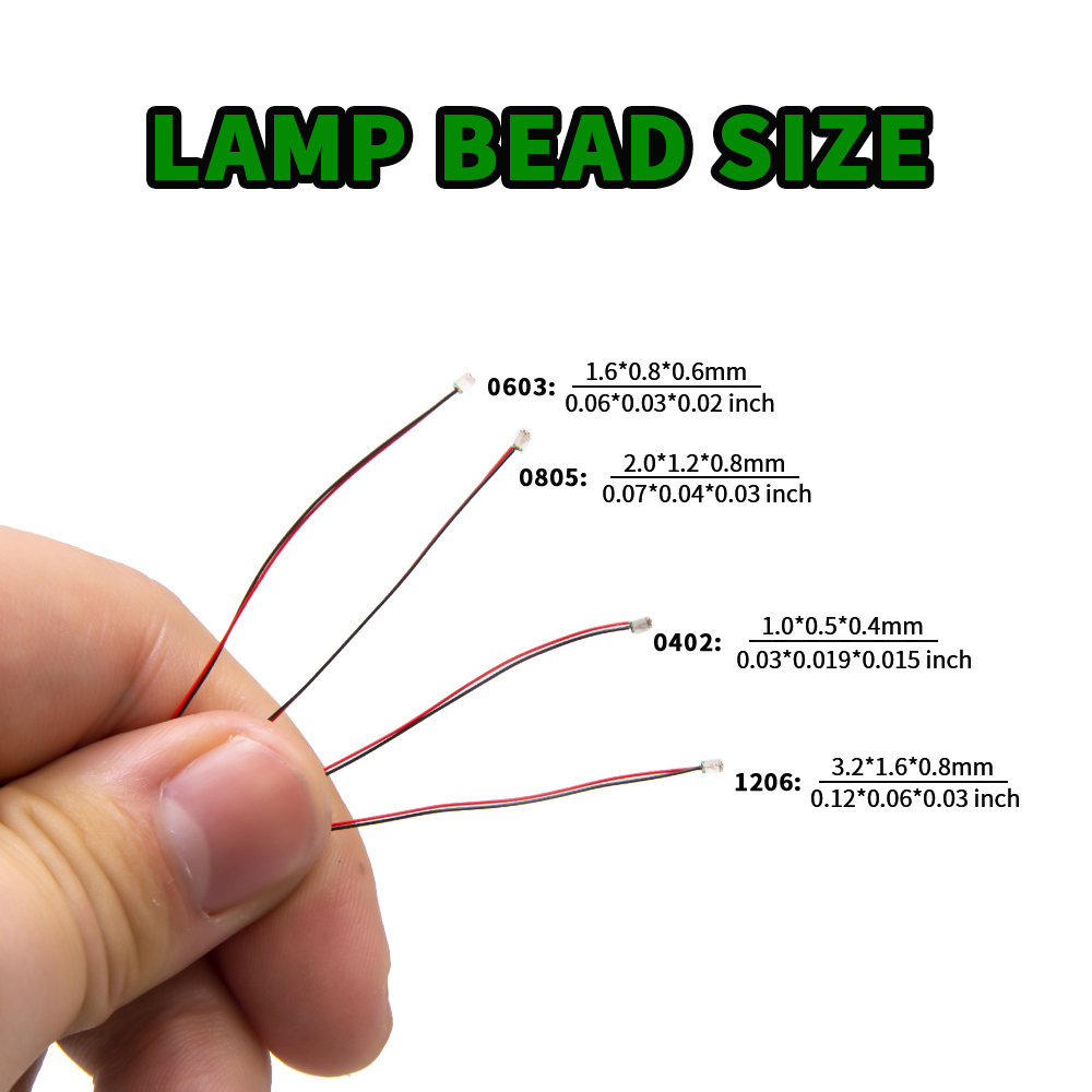 10pcs/Set Micro LED Lamp Chips 3V Pre-Soldered 0402 0603 0805 1206 30cm Litz Wire Lamp Railway Lighting DIY Model Electronics