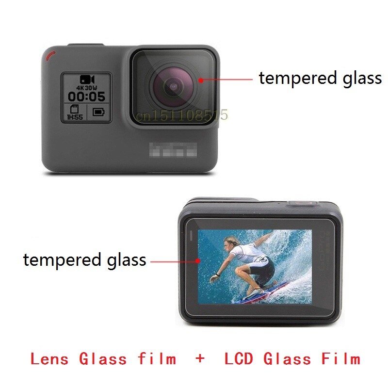 Clownfish-Película protectora de pantalla LCD para Gopro Hero 5/6/7, Protector de pantalla, película de vidrio templado, tapa/cubierta para gopro7 6 5: lens-LCD glass film