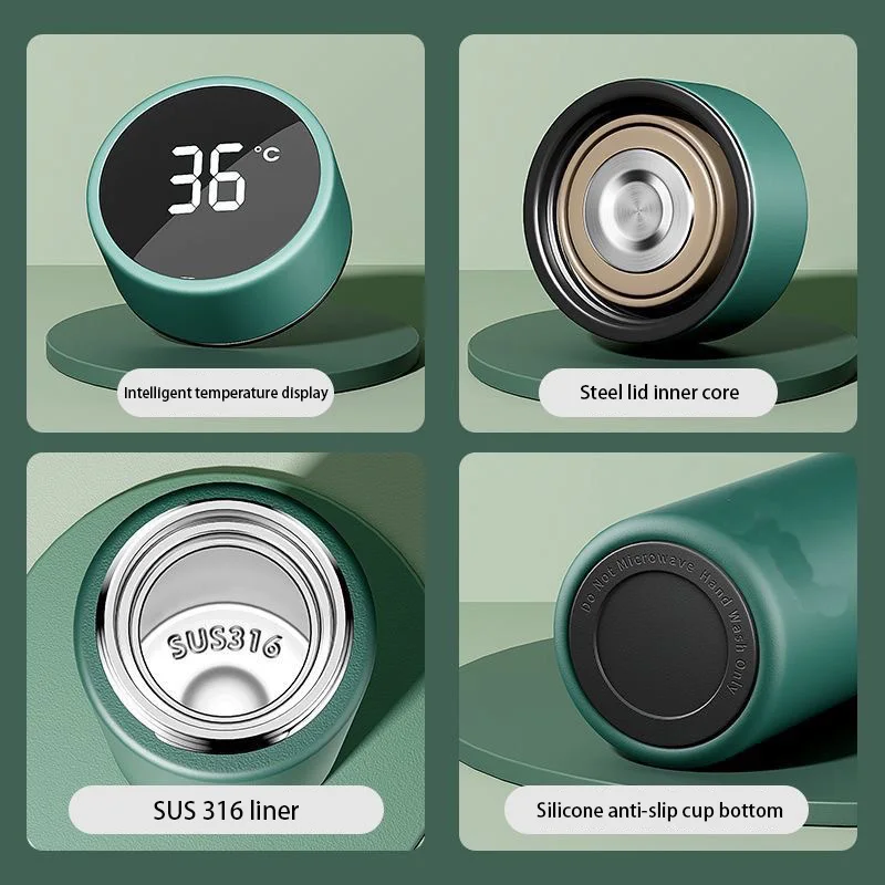 Xiaomi thermobecher mit intelligenter temperaturanzeige, 316 edelstahl-thermosflaschen, lang anhaltende wärme, ideal für büro und reisen