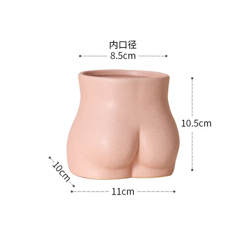 Mini urtepotte desktop dekoration pink kropsform kunst bryst numse keramik lille vase moderne stue boligindretning: B