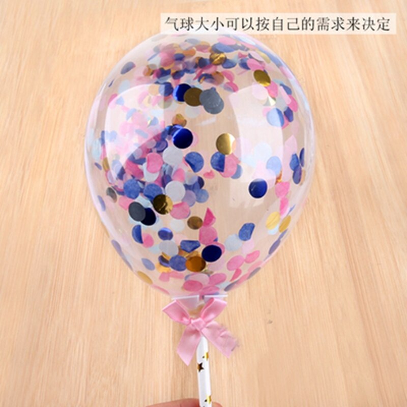 Confetti Balloon Cake Topper Happy Birthday Party Decor Kids Wedding Birthday Cake Decor Baby Shower Flamingo Party Fav: Light Green