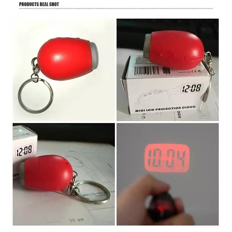Mini Digital Projection Clock Portable LED Clocks Time Projection Flashlight Night Light Projector Clock With Key Chains