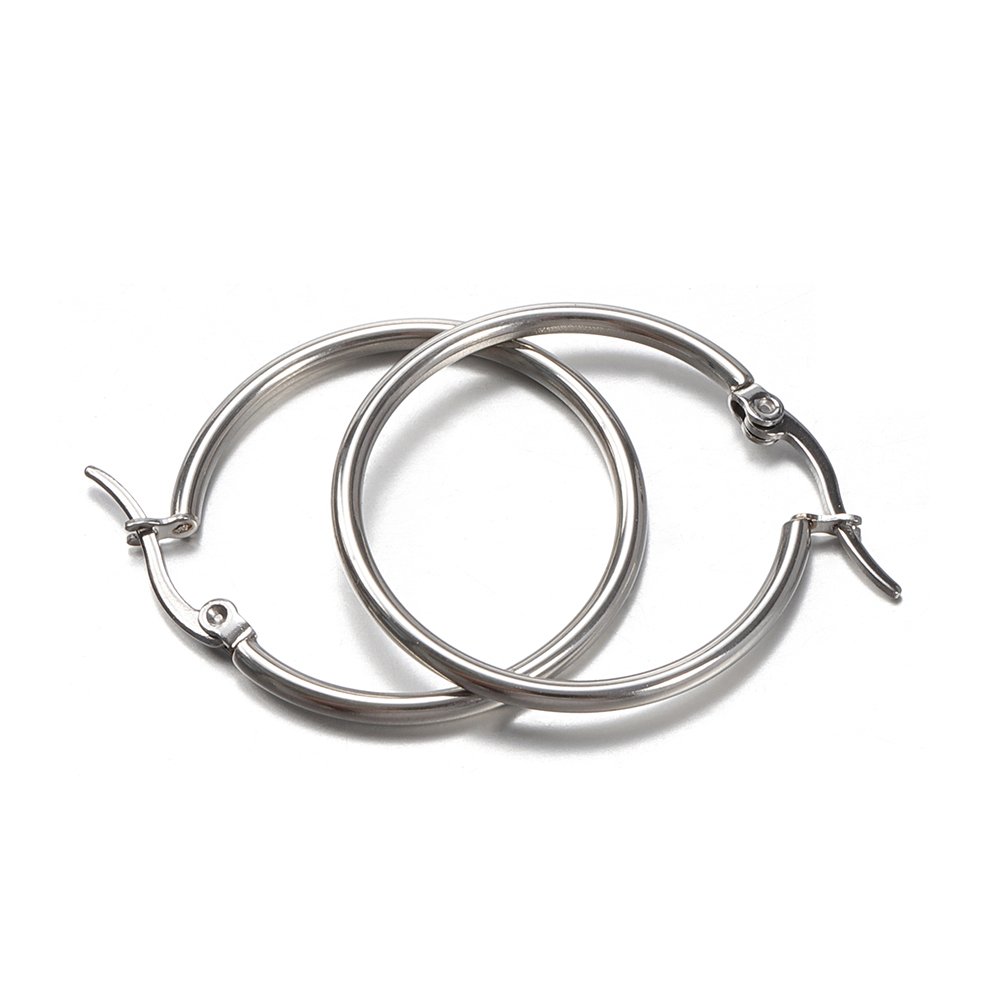 10 pçs preto brincos abertos círculo de aço inoxidável brinco ganchos 15-40mm loop base anel de orelha para jóias que fazem componentes diy