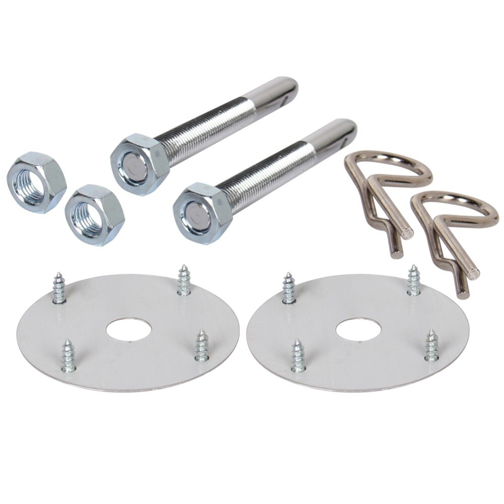 Carbole 7/16" 1016 Stainless Steel Chrome Mount Hood Pin Pins Plate Lock Clip Kit Universal